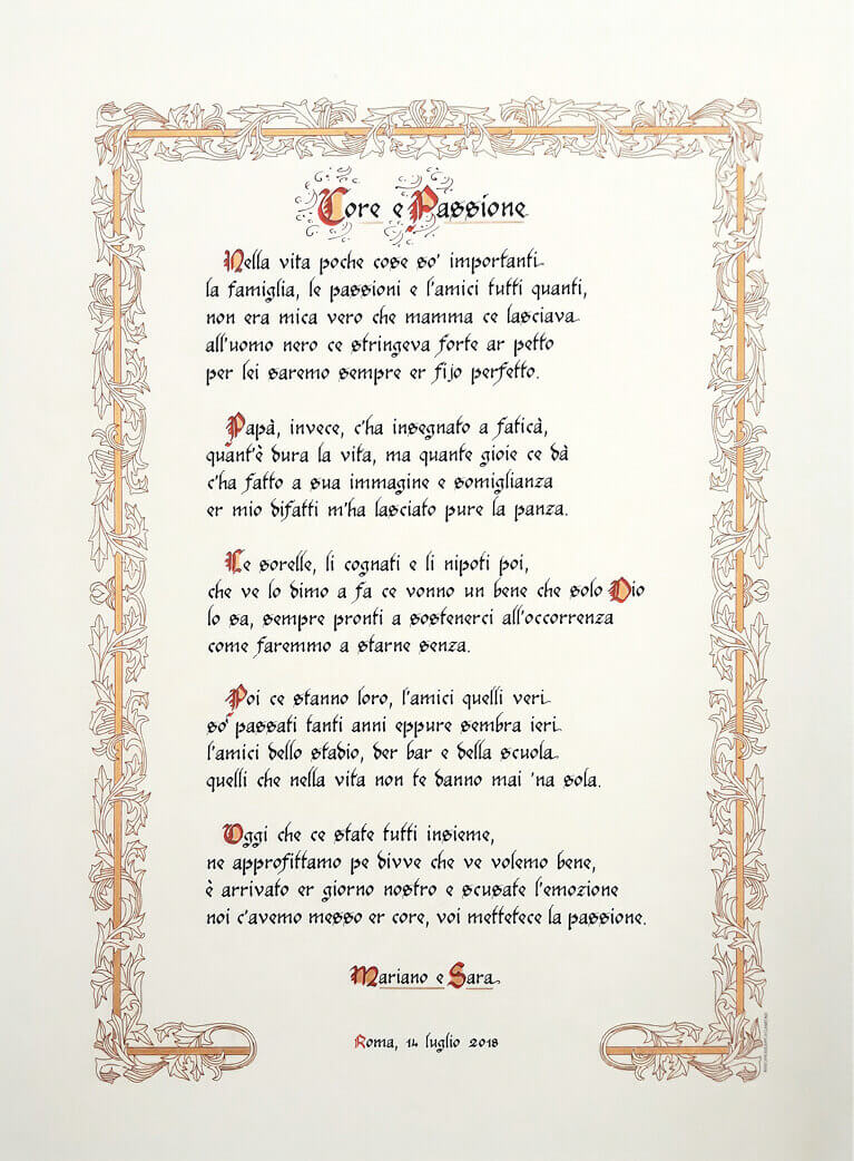 Rino Pensa Pergamene L Arte Calligrafa Per I Matrimoni